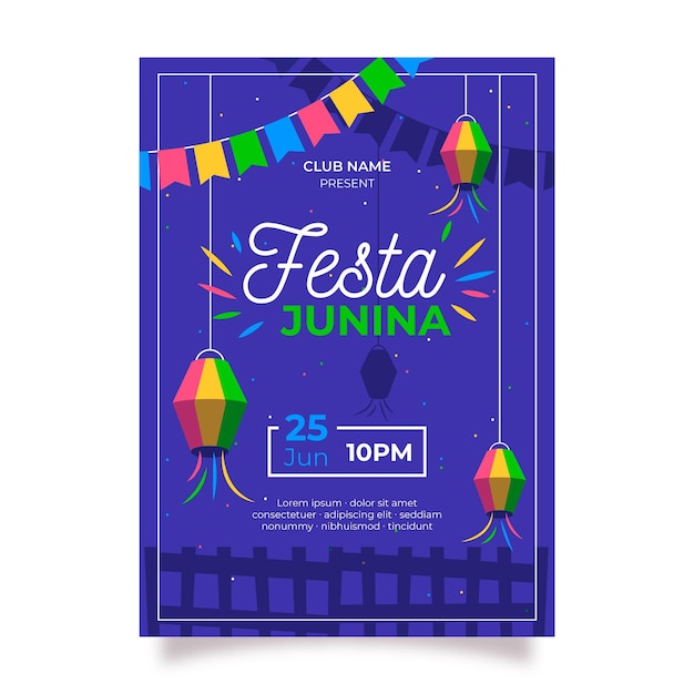 Vettore gratuito modello del manifesto di festa junina