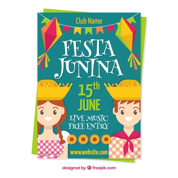 Festa junina плакат с счастливой парой