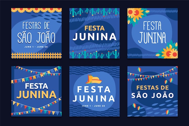 Vettore gratuito modello di festa junina per tema collezione di carte