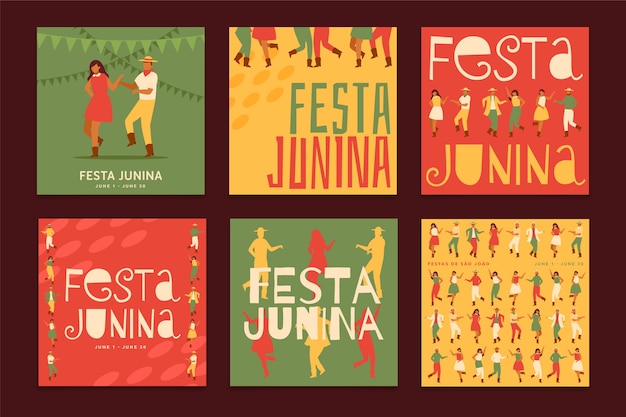 Free vector festa junina template for card collection