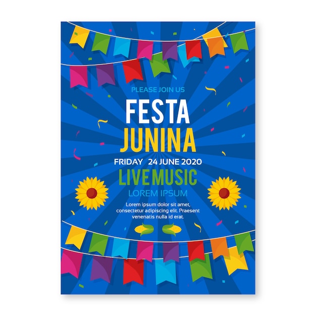 Шаблон festa junina для дизайна флаеров