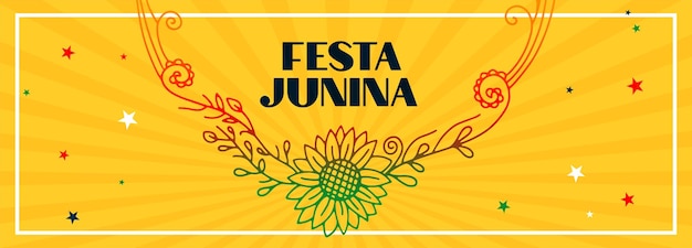 Festa junina traditional brazil festival flower banner design