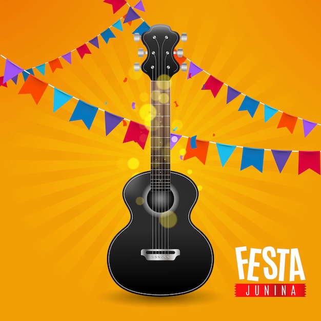 Festa junina con gagliardetti e chitarra