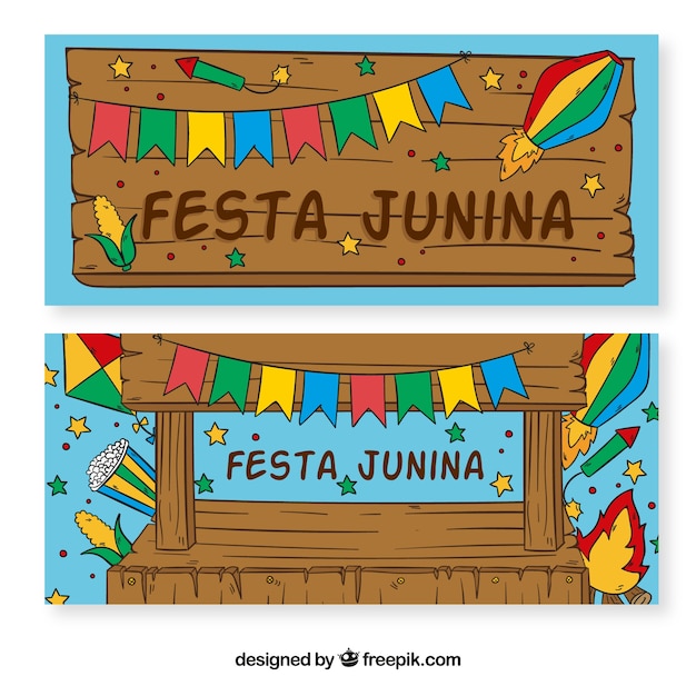 Festa junina wood banners and decoration