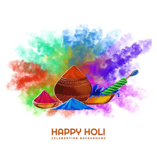 Free vector festival of colors celebration happy holi card background