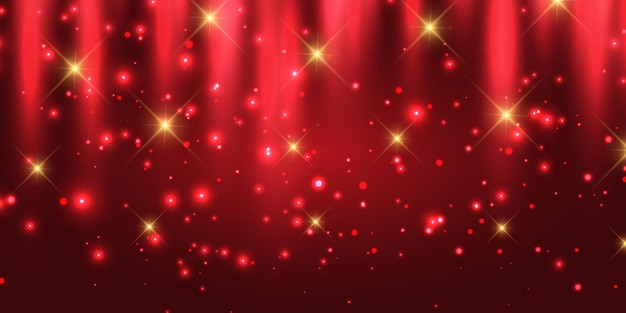 Festive banner with a red and gold sparkle design