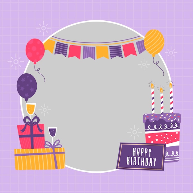 Free vector festive birthday facebook frame