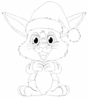 Vettore gratuito illustrazione del coniglietto festivo nel cappello di babbo natale