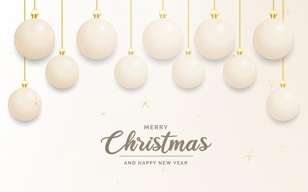 Праздничное новогоднее украшение белые и золотые елочные шары для блога социальных сетей сайта или вашего видеоканала векторная иллюстрация