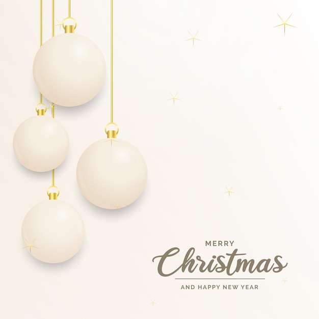 ウェブサイトのソーシャル ネットワークのブログやビデオ チャネルのベクトル図のお祝いクリスマスの装飾白と金のクリスマス ボール