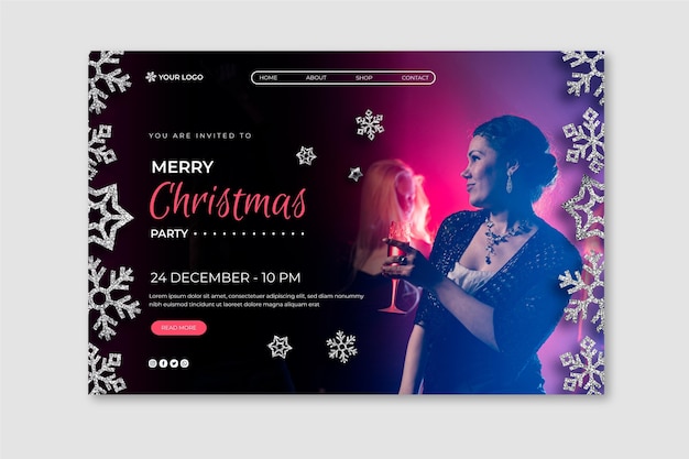 Free vector festive christmas landing page template