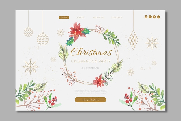 Free vector festive christmas landing page template