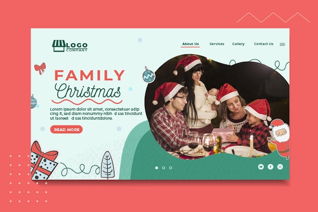 Free vector festive christmas landing page template