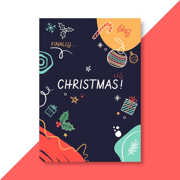 Free vector festive christmas poster template with illustrations