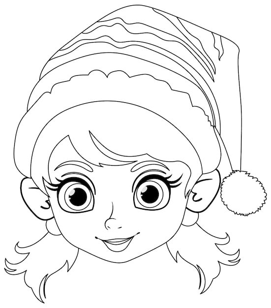 Free vector festive elf girl coloring page