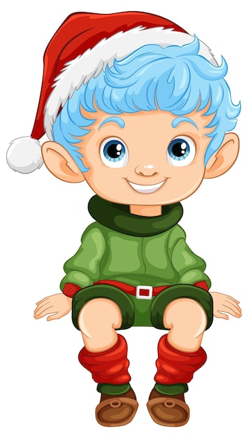 Festive elf with blue hair illustration