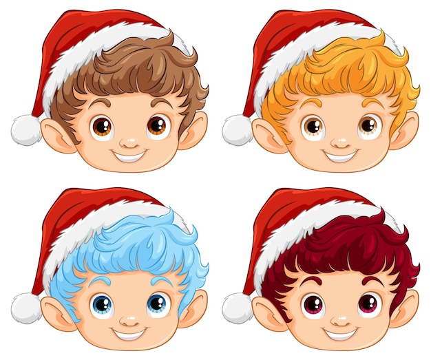 Vettore gratuito elfi festivi con i capelli colorati