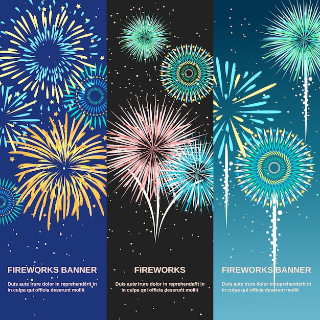 Free vector festive firework abstract vertical banners