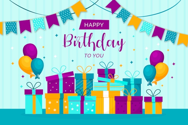 Free vector festive flat birthday background