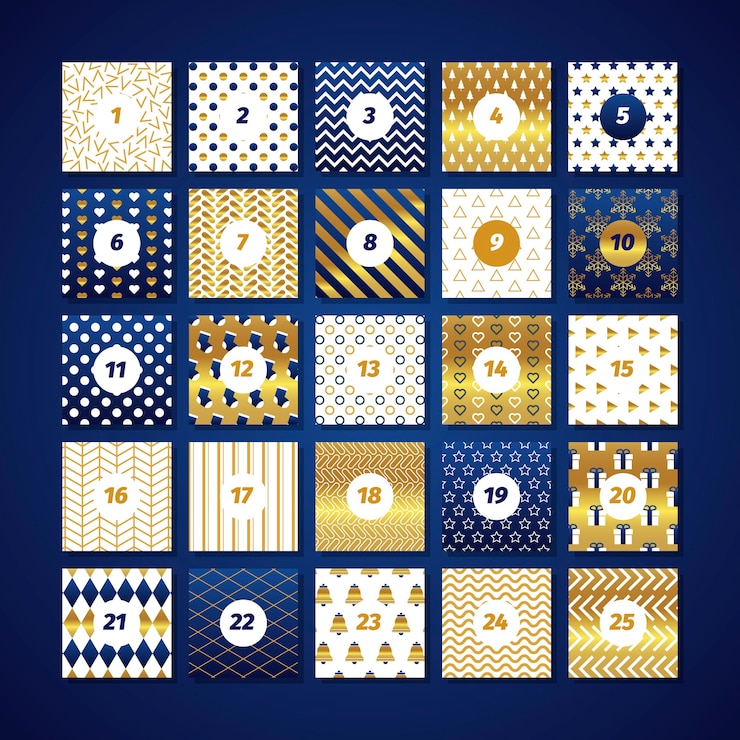 Free Vector festive golden advent calendar
