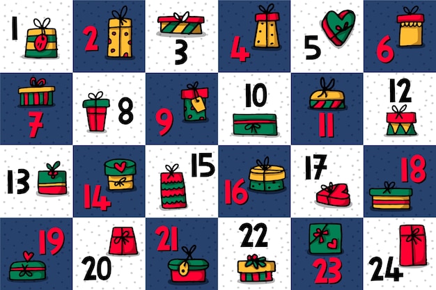 Free vector festive hand drawn advent calendar