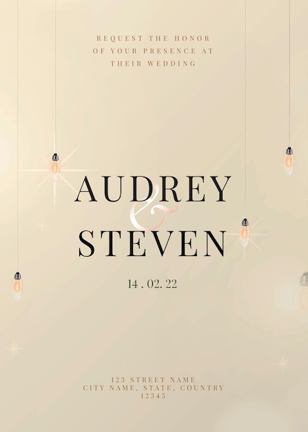 Free vector festive invitation card vector editable template with beautiful hanging lights