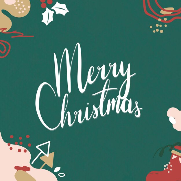 Festive merry Christmas greeting card with lettering