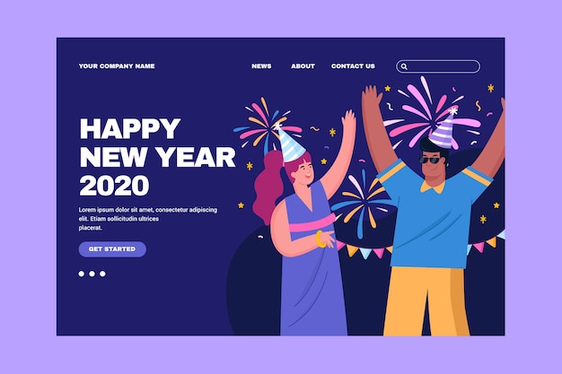 Festive new year 2022 landing page template