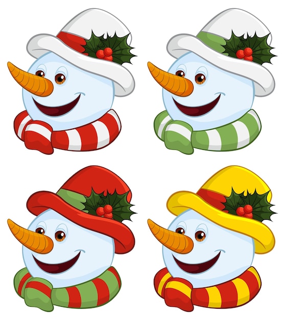 Free vector festive snowmen in seasonal attire