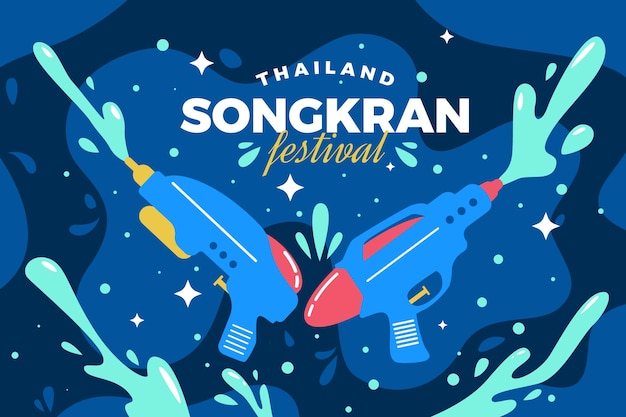 Festive songkran festival flat design