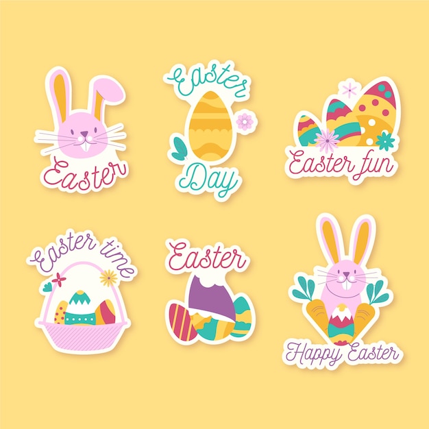 Free vector festive spring easter day badge collection