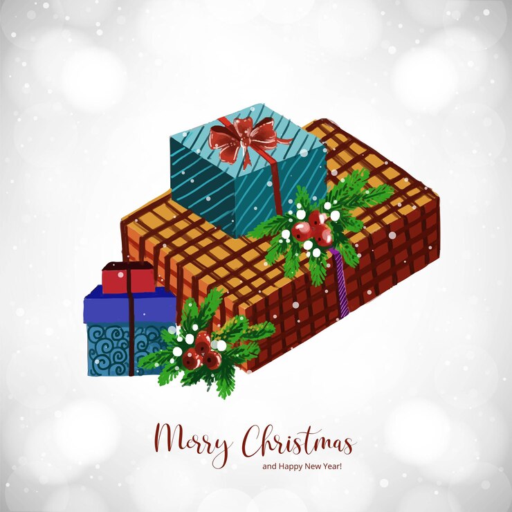 मुफ़्त वेक्टर festive winter christmas gifts beautiful holiday card background