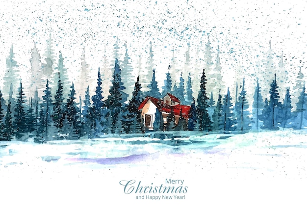 Festive winter landscape christmas trees beautiful holiday card background