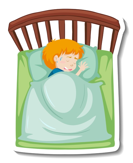 Free vector a fever boy shivering in blanket