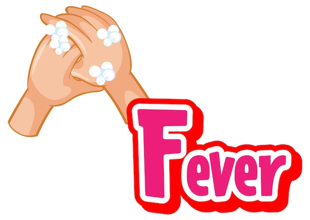 Дизайн шрифта Fever с вирусом распространяется от рукопожатия на белом фоне