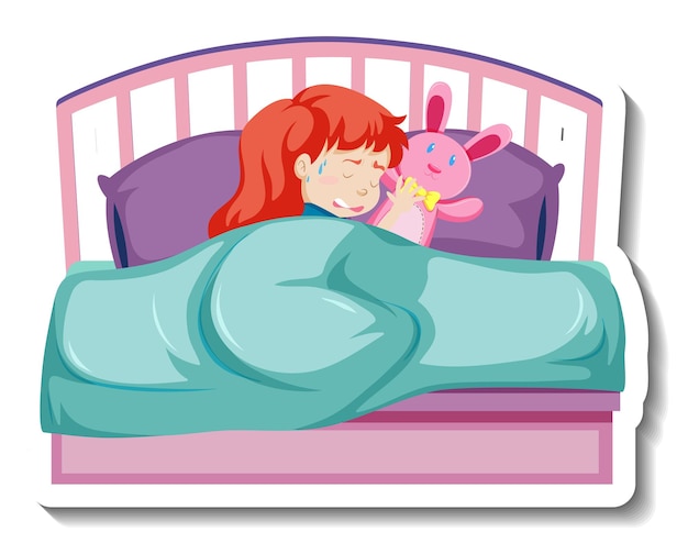 Free vector a fever girl shivering in blanket