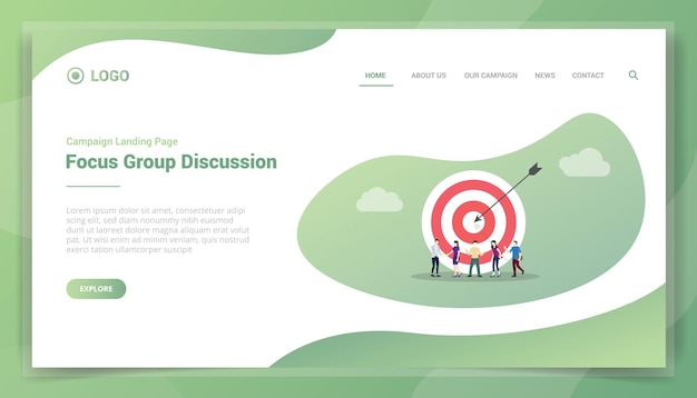 Fgd focus group discussion business concept for website template landing homepage vector illustration