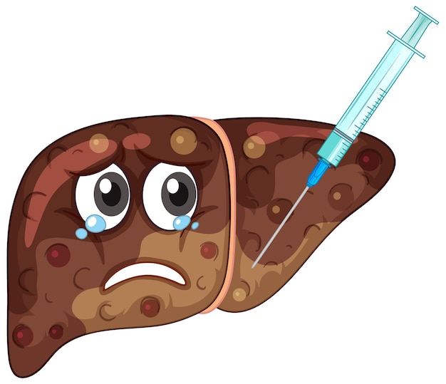 Free vector fibrosis liver with face expression on white background