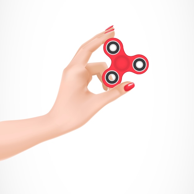 Fidget spinner in female arm illustration