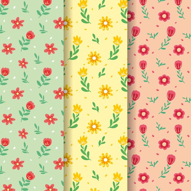 Field colourful small flowers spring pattern collection