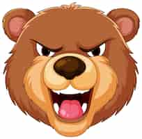 Free vector fierce cartoon bear head illustration