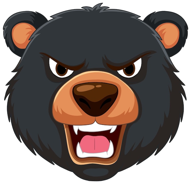 Free vector fierce cartoon bear head illustration