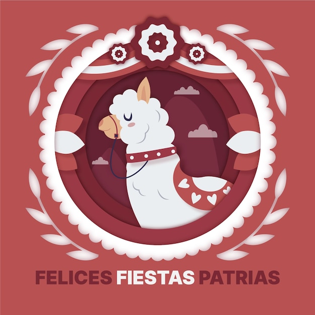 Fiestas patrias de peru illustration in paper style