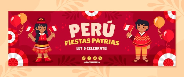 Fiestas patrias peru celebration twitter header template