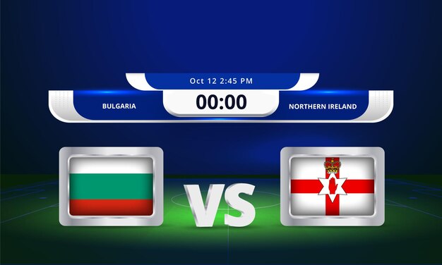 Premium Vector Fifa World Cup 22 Bulgaria Vs Northern Ireland Football Match Scoreboard Broadcast