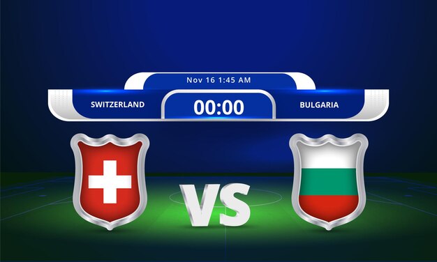 Premium Vector Fifa World Cup 22 Switzerland Vs Bulgaria Football Match Scoreboard Broadcast