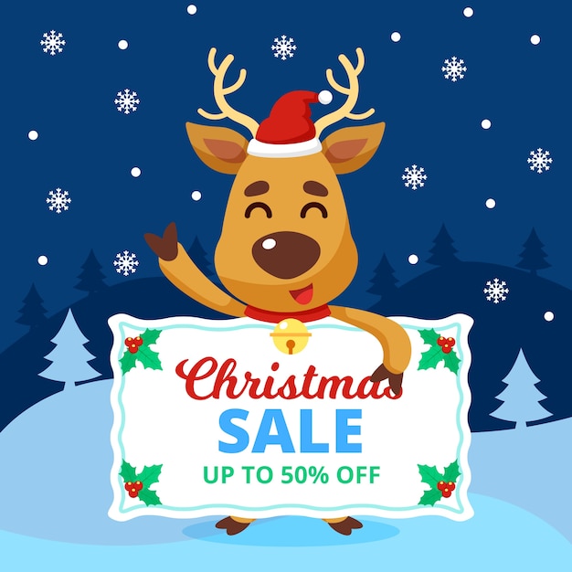 Fifty percent christmas sale in flat design