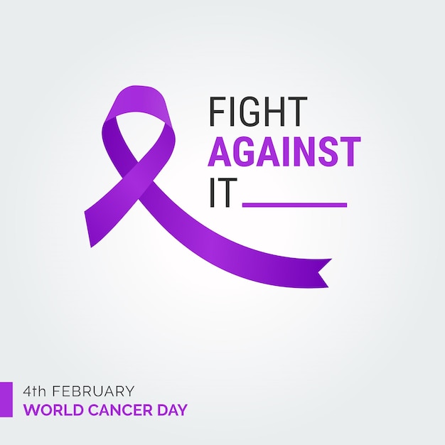 Fight Against It 리본 타이포그래피 2월 4일 세계 암의 날
