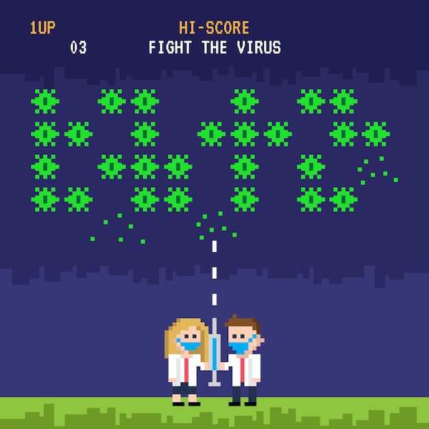 Free vector fight the virus concept game design