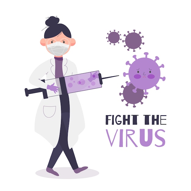 Free vector fight the virus concept with doctor